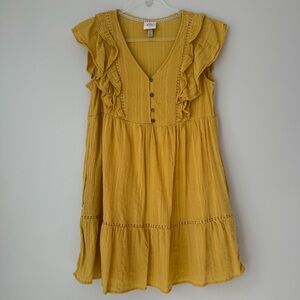 Knox Rose Mustard Yellow Ruffled Mini Dress
